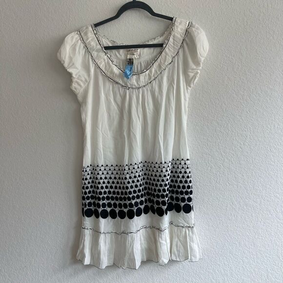 Max Studio MSSP Dress Small White‎ Cotton Silk Blend Cottagecore Feminine Boho - Picture 1 of 6